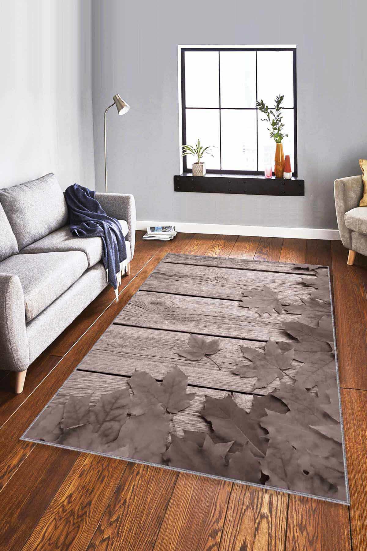 Viva Home CNR01 Gri 7 mm Mikropolyester Yıkanabilir İnce Kaymaz Pamuk Taban Dikdörtgen Makine Dokuma Salon Halısı 200x300 cm