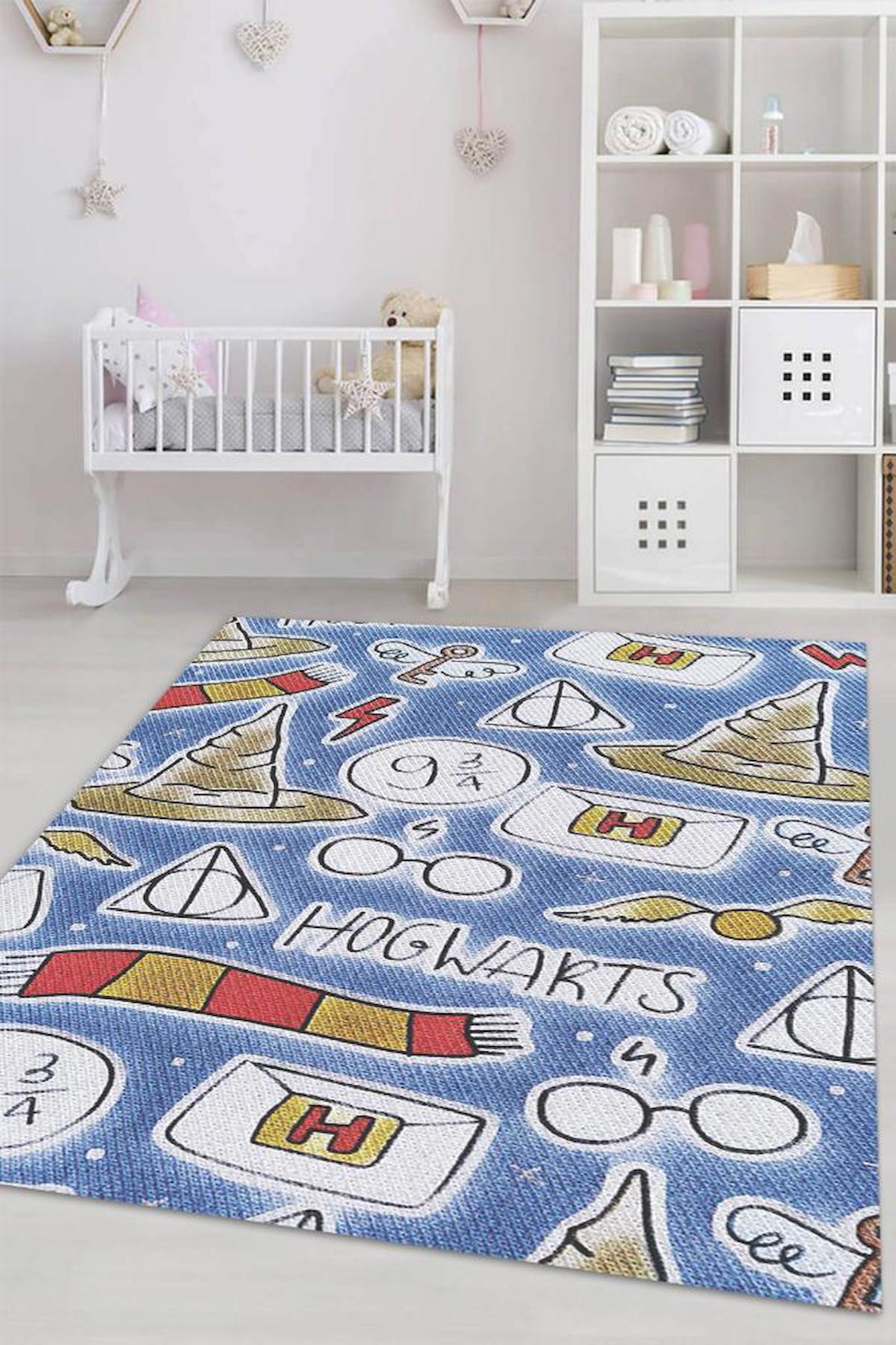 Homshtag Harry Potter Krem 4 mm Pamuk Antistatik Yıkanabilir İnce Kaymaz Dikdörtgen Makine Dokuma Çocuk Odası Halısı 180x280 cm
