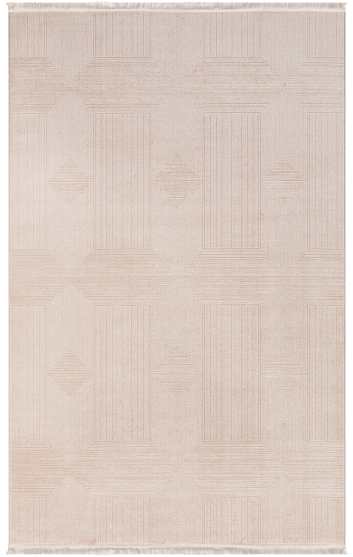 İpek Home Kazaz 2314A Krem 8 mm Akrilik Yıkanabilir Orta Kaymaz Pamuk Taban Dikdörtgen Makine Dokuma Antre-Çocuk Odası-Salon-Yatak Odası Halısı 160x300 cm