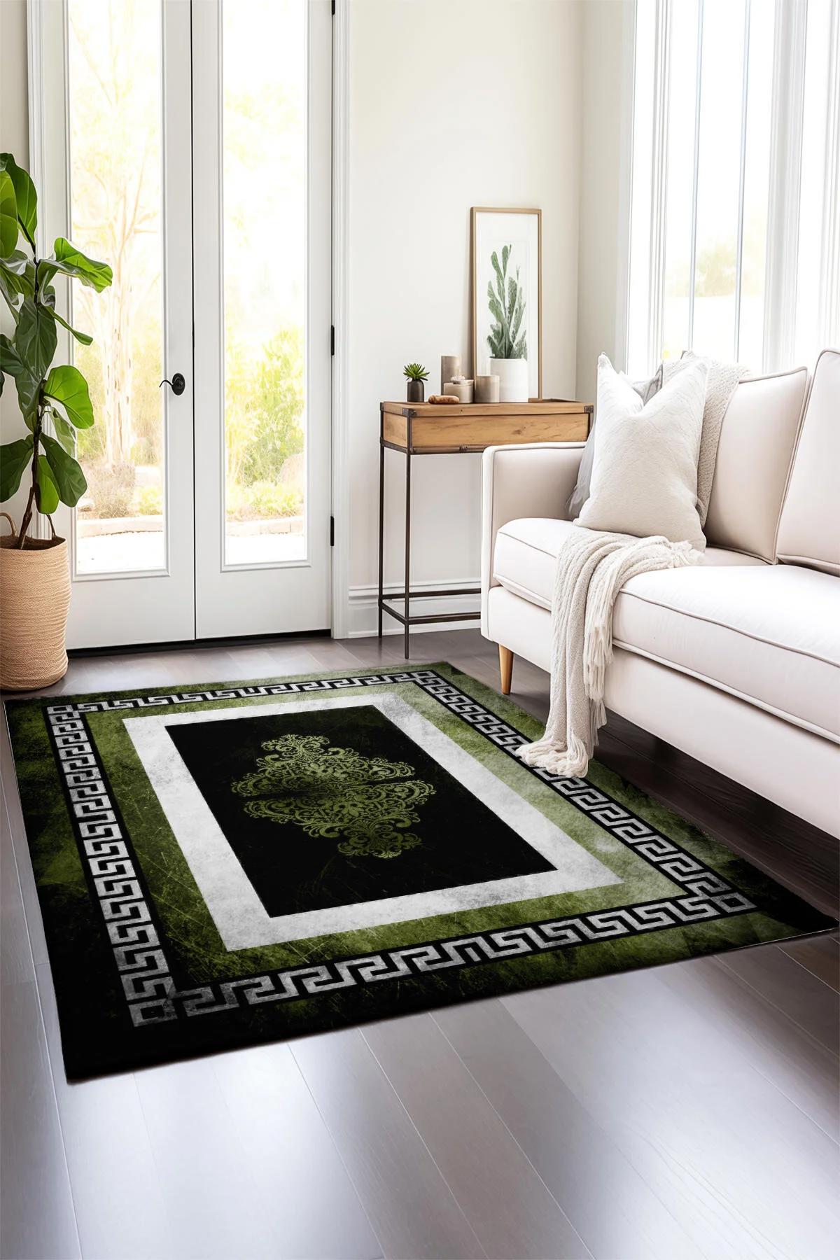 Comotex Krem 7 mm Polyester Antibakteriyel Yıkanabilir Kalın Kaymaz Taban Dikdörtgen Makine Dokuma Salon Halısı 200x350 cm