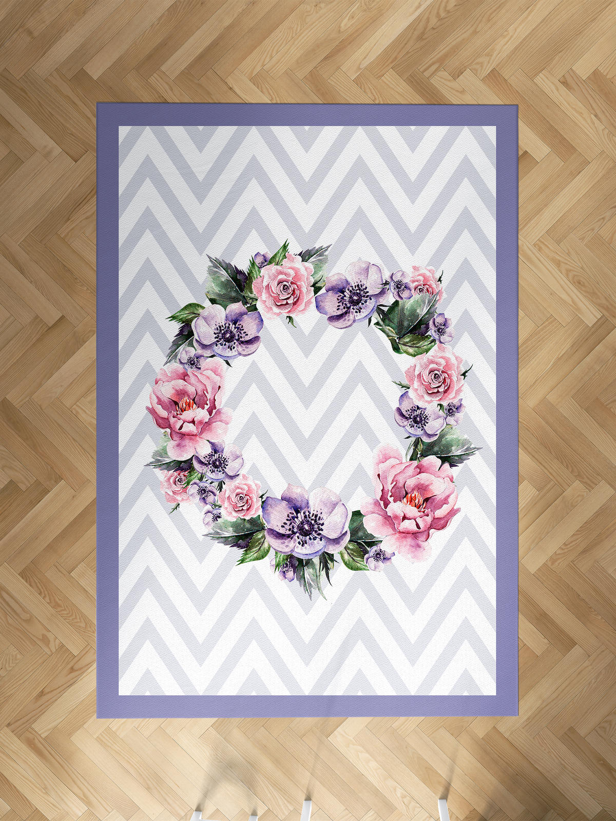 Mekta Home Çiçek Krem 10 mm Antibakteriyel Yıkanabilir İnce Kaymaz Dot Taban Dikdörtgen Makine Dokuma Çocuk Odası Halısı 200x200 cm