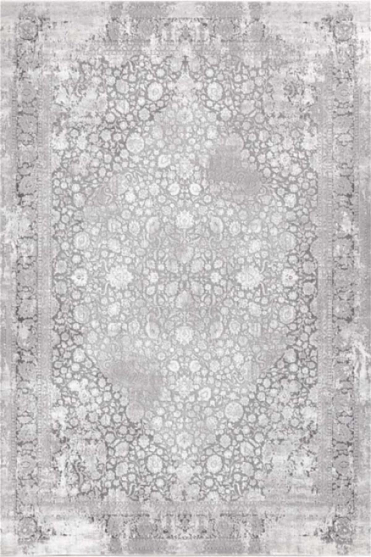 Dinarsu Arora 31886 Gri 11 mm Akrilik Silinebilir Yıkanabilir Orta Kaymaz Dikdörtgen Makine Dokuma Oturma Odası Halısı 160x235 cm