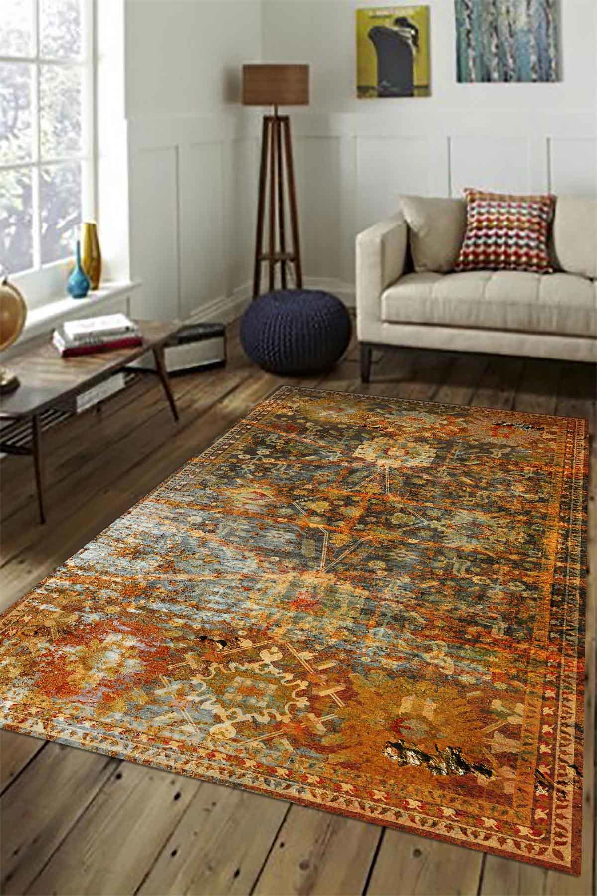 Aida Home Babs Krem 0.5 mm Pamuk Yıkanabilir İnce Kaymaz Jüt Taban Dikdörtgen Makine Dokuma Salon Halısı 100x200 cm