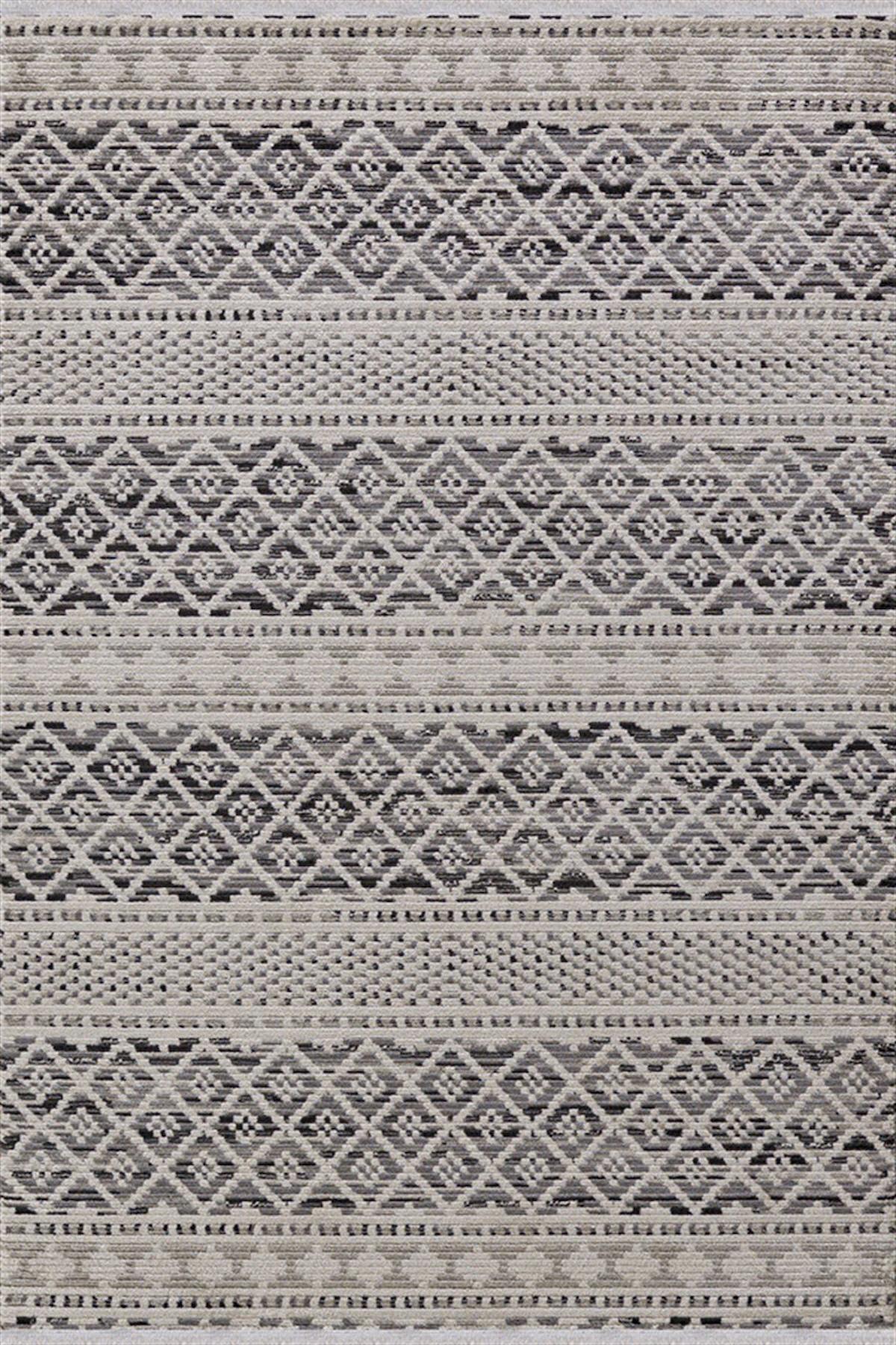 Dinarsu Nero 36474 Bej 8 mm Pamuk Silinebilir Yıkanabilir Orta Kaymaz Dikdörtgen Makine Dokuma Salon Halısı 80x300 cm