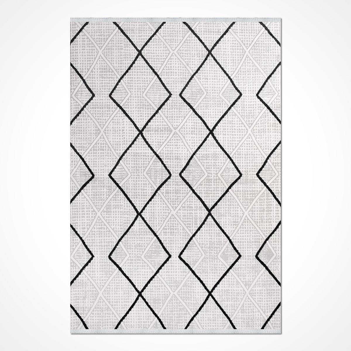 Dekozer Krem Yıkanabilir Kaymaz Taban Dikdörtgen Halı 100x150 cm