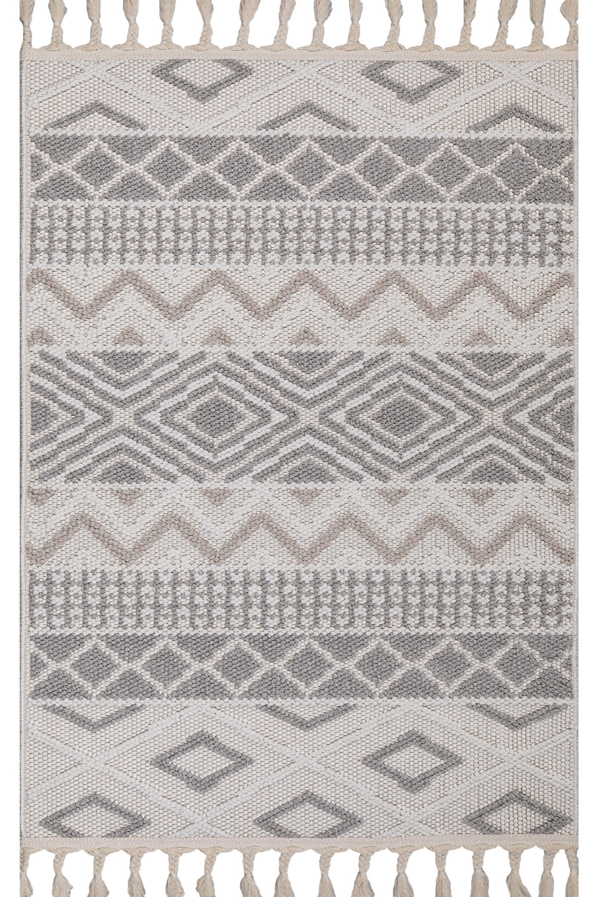 My Evilla 9006A Krem 10 mm Polyester Yıkanabilir Kalın Kaymaz Taban Dikdörtgen Makine Dokuma Salon Halısı 133x190 cm