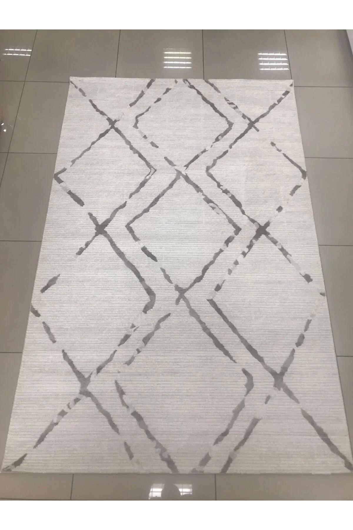 Merinos  Country 36213 Krem 9 mm Akrilik Antibakteriyel Yıkanabilir İnce Kaymaz Dikdörtgen Makine Dokuma Salon Halısı 100x200 cm