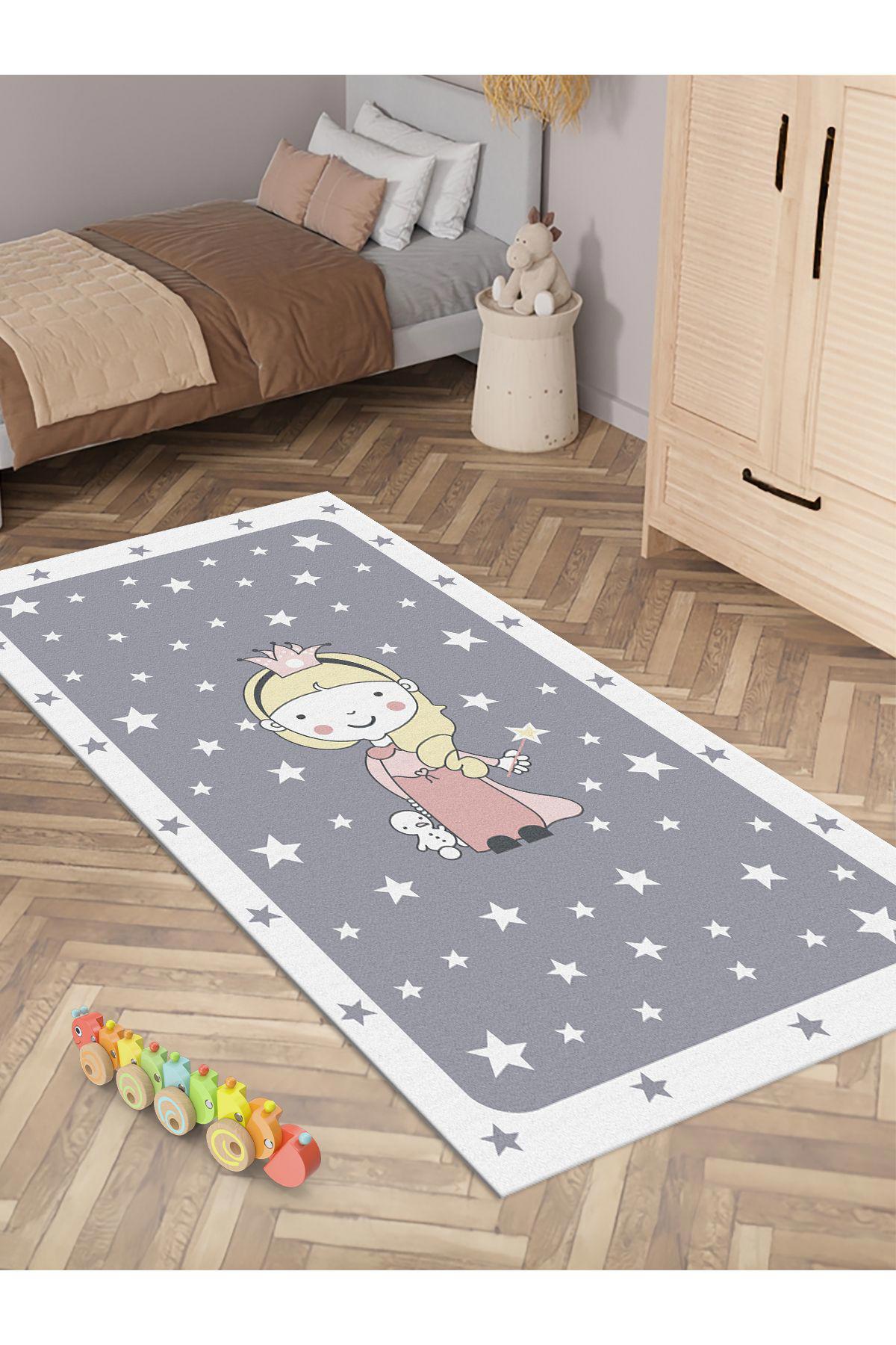 İnspira Krem 12 mm Polyester Antibakteriyel Yıkanabilir İnce Kaymaz Dot Taban Dikdörtgen Makine Dokuma Çocuk Odası Halısı 200x300 cm