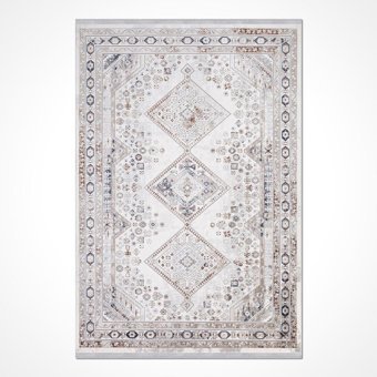 Crea Halı Valera 7811A Krem 8 mm Akrilik Toz Tutmaz Yıkanabilir Orta Dikdörtgen Makine Dokuma Salon Halısı 80x150 cm