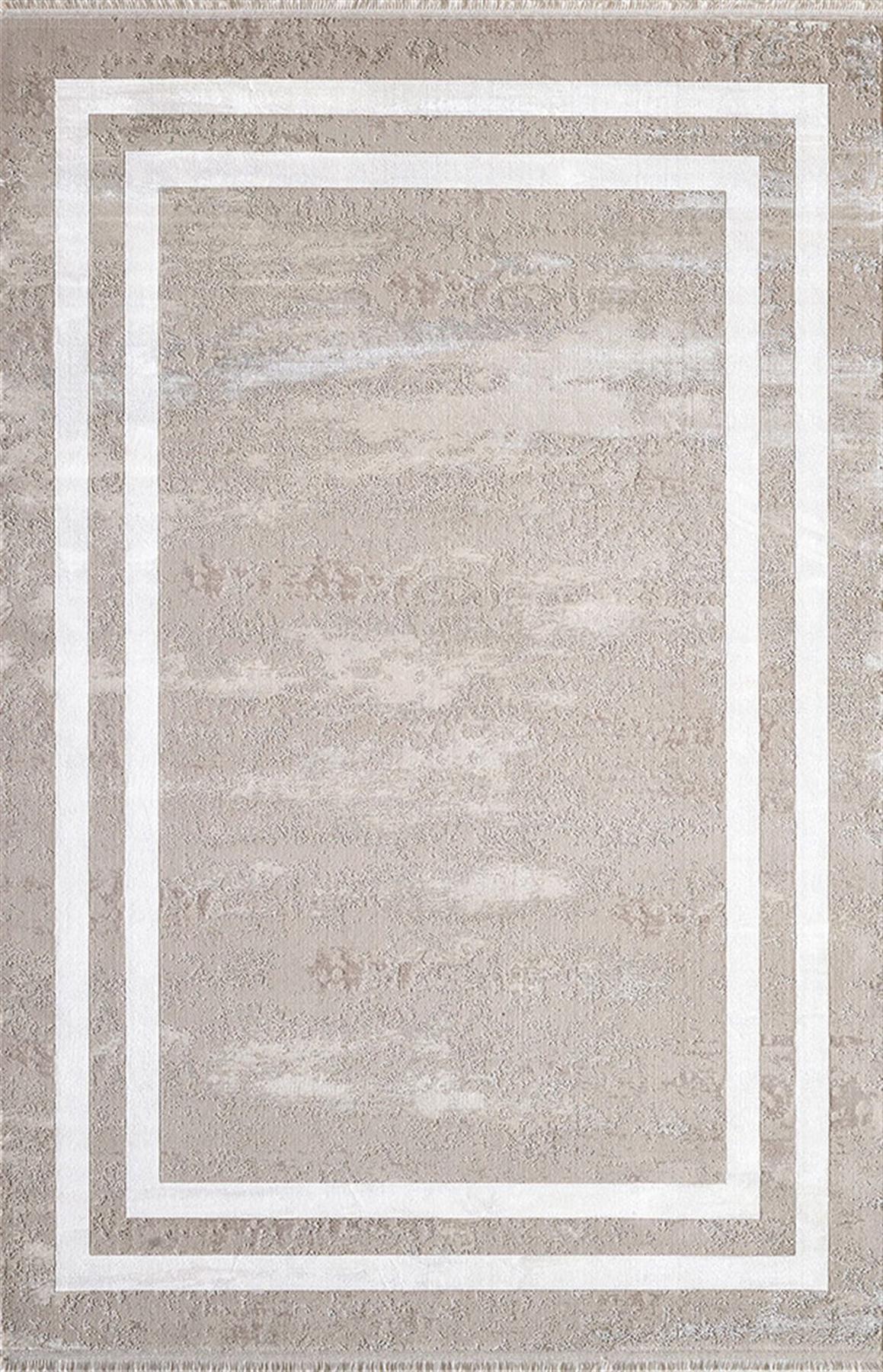 Pierre Cardin Monet MT20E Bej 6 mm Viskon Yumuşak Yıkanabilir İnce Kaymaz Dikdörtgen Makine Dokuma Salon Halısı 120x180 cm