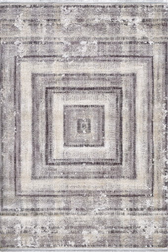 Royal Halı Elite QE08A Bej - Füme 7 mm Viskon Toz Tutmaz Yıkanabilir Kalın Kaymaz Lateks Taban Dikdörtgen Makine Dokuma Salon Halısı 180x280 cm