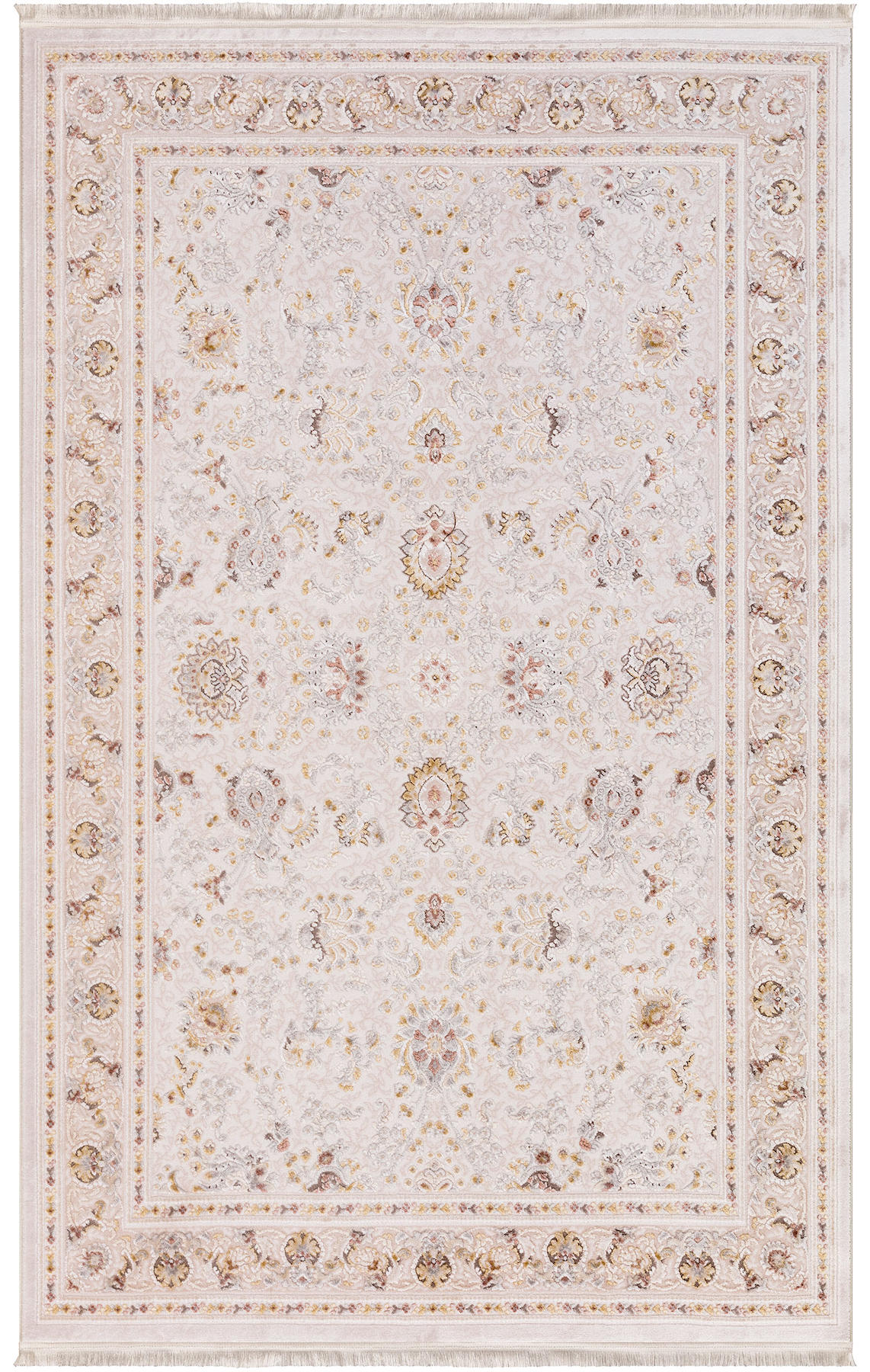 İpek Home Kazaz 2300A Bej 8 mm Akrilik Yıkanabilir Orta Kaymaz Pamuk Taban Geometrik Dikdörtgen Makine Dokuma Antre-Çocuk Odası-Salon-Yatak Odası Halısı 120x350 cm