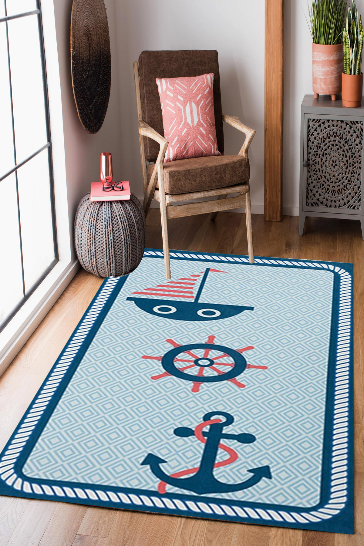 Homier Collection H-CK-10049A Krem 7 mm Pamuk Antibakteriyel Yıkanabilir Orta Kaymaz Dot Taban Dikdörtgen Makine Dokuma Çocuk Odası Halısı 160x230 cm