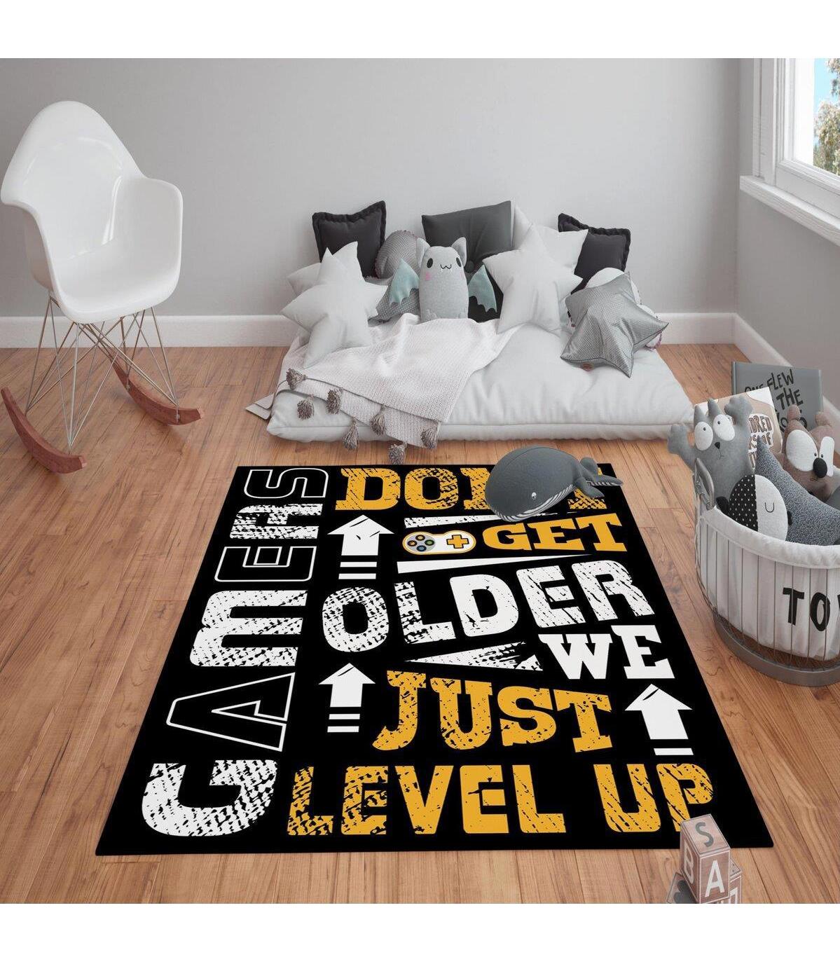 Doruklar Home Collection Çok Renkli 0.7 mm Polyester Antibakteriyel Yıkanabilir Kalın Kaymaz Taban Dikdörtgen Makine Dokuma Çocuk Odası Halısı 100x200 cm