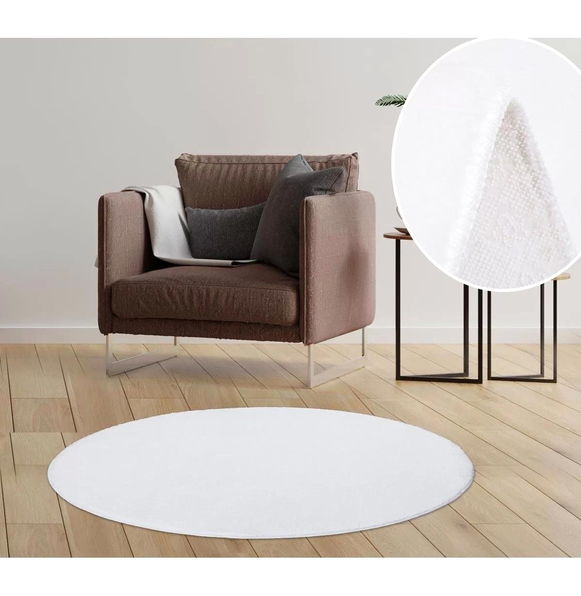 Orkide Home Beyaz 14 mm Polyester Yıkanabilir Kalın Kaymaz Jel Taban Yuvarlak Makine Dokuma Salon Halısı 80x300 cm