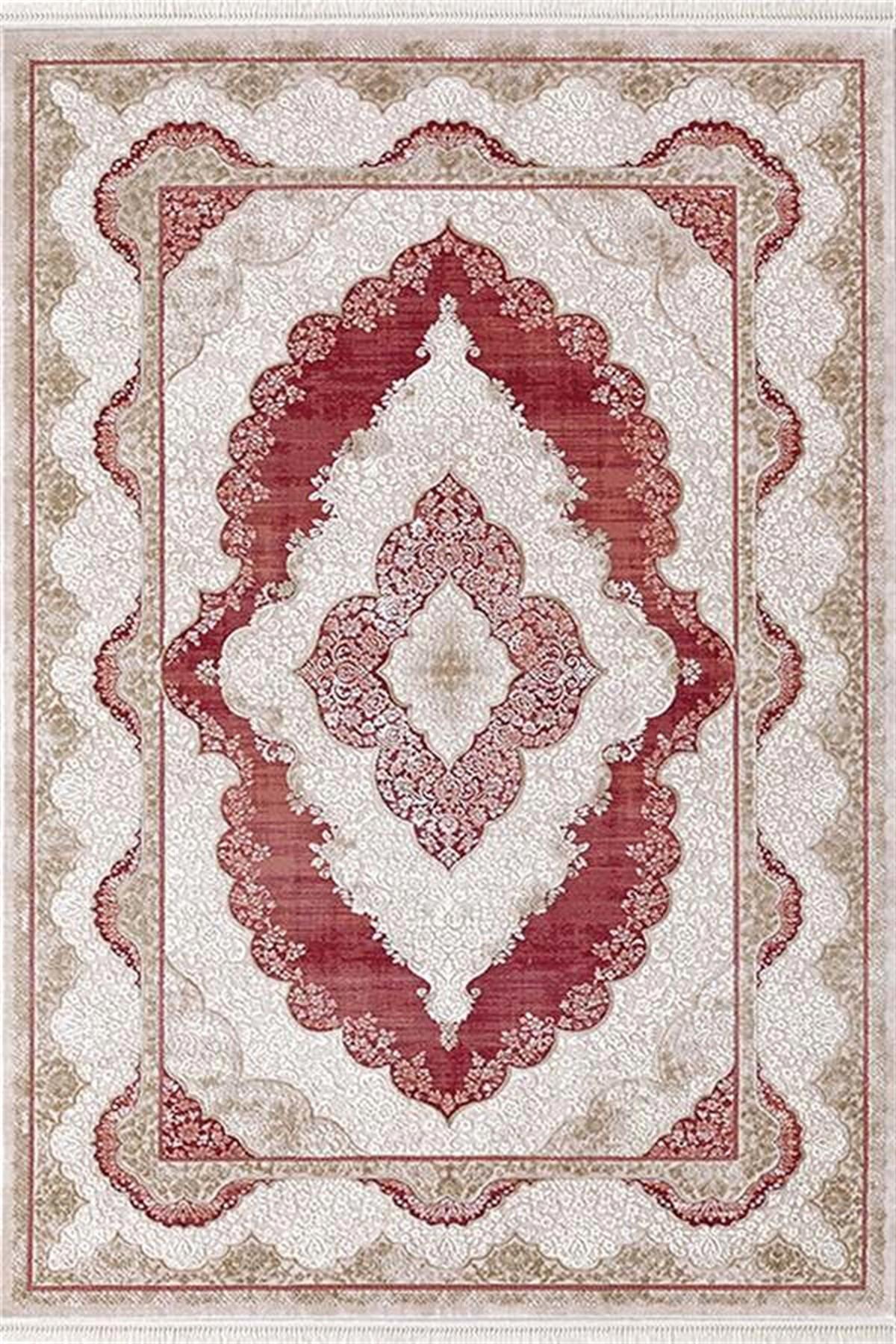 Efsane Halı Esmira 31893 Bordo 8 mm Akrilik Silinebilir Yıkanabilir Orta Kaymaz Dikdörtgen Makine Dokuma Oturma Odası Halısı 100x300 cm