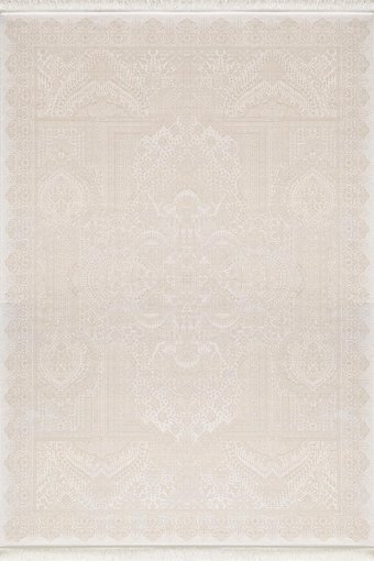 Royal Halı Yadigar JE00F Krem 5 mm Polyester Toz Tutmaz Yıkanabilir Kalın Kaymaz Lateks Taban Dikdörtgen Makine Dokuma Salon Halısı 160x300 cm