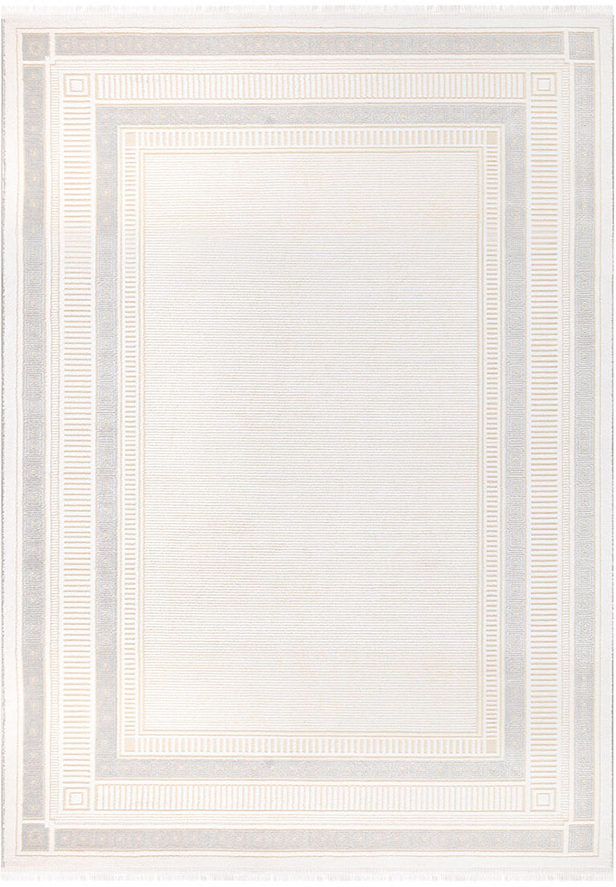 İpek Home Gaspara 14955 Bej-Gri 10 mm Akrilik Yıkanabilir Orta Kaymaz Pamuk Taban Dikdörtgen Makine Dokuma Antre-Çocuk Odası-Salon-Yatak Odası Halısı 100x150 cm