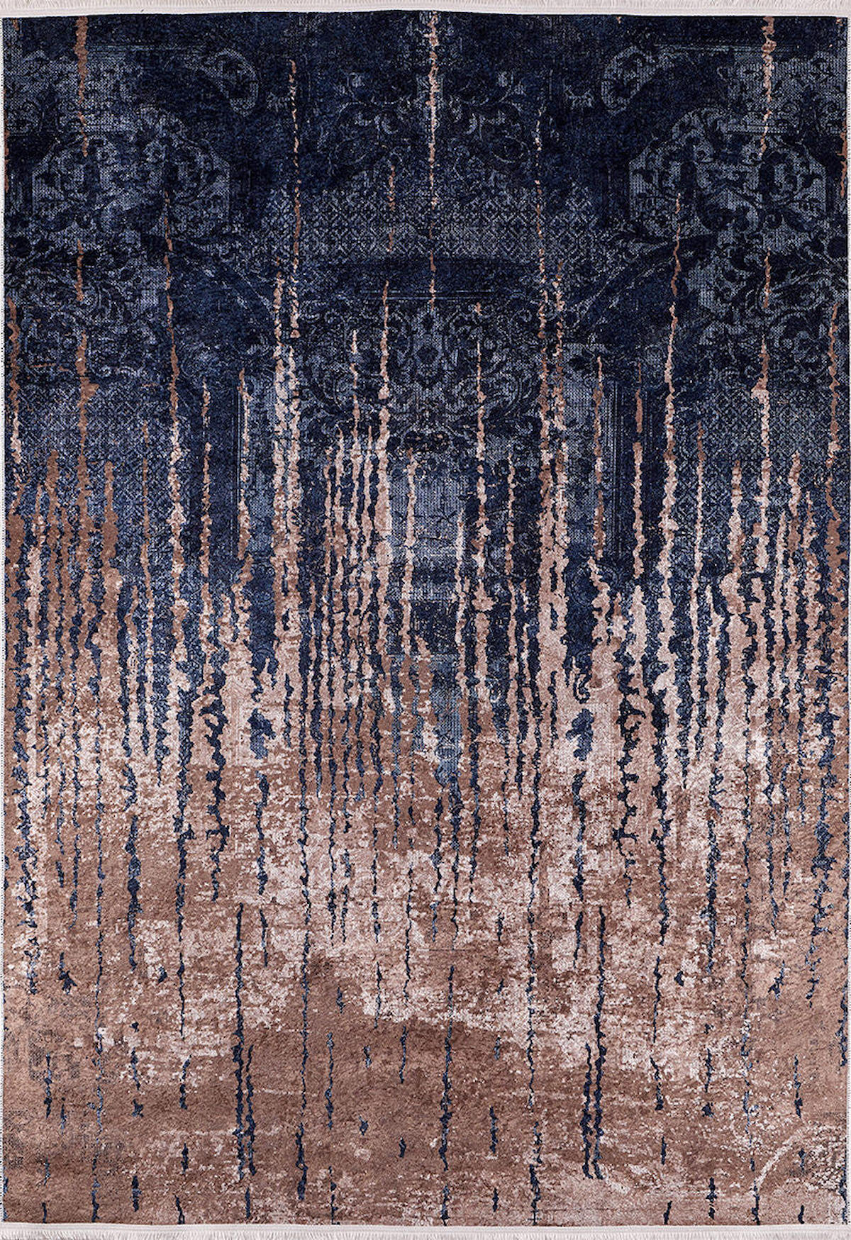 Halı Atölyesi Lacivert 5 mm Pamuk Hipoalerjenik Yıkanabilir İnce Kaymaz Taban Dikdörtgen Makine Dokuma Salon Halısı 200x300 cm