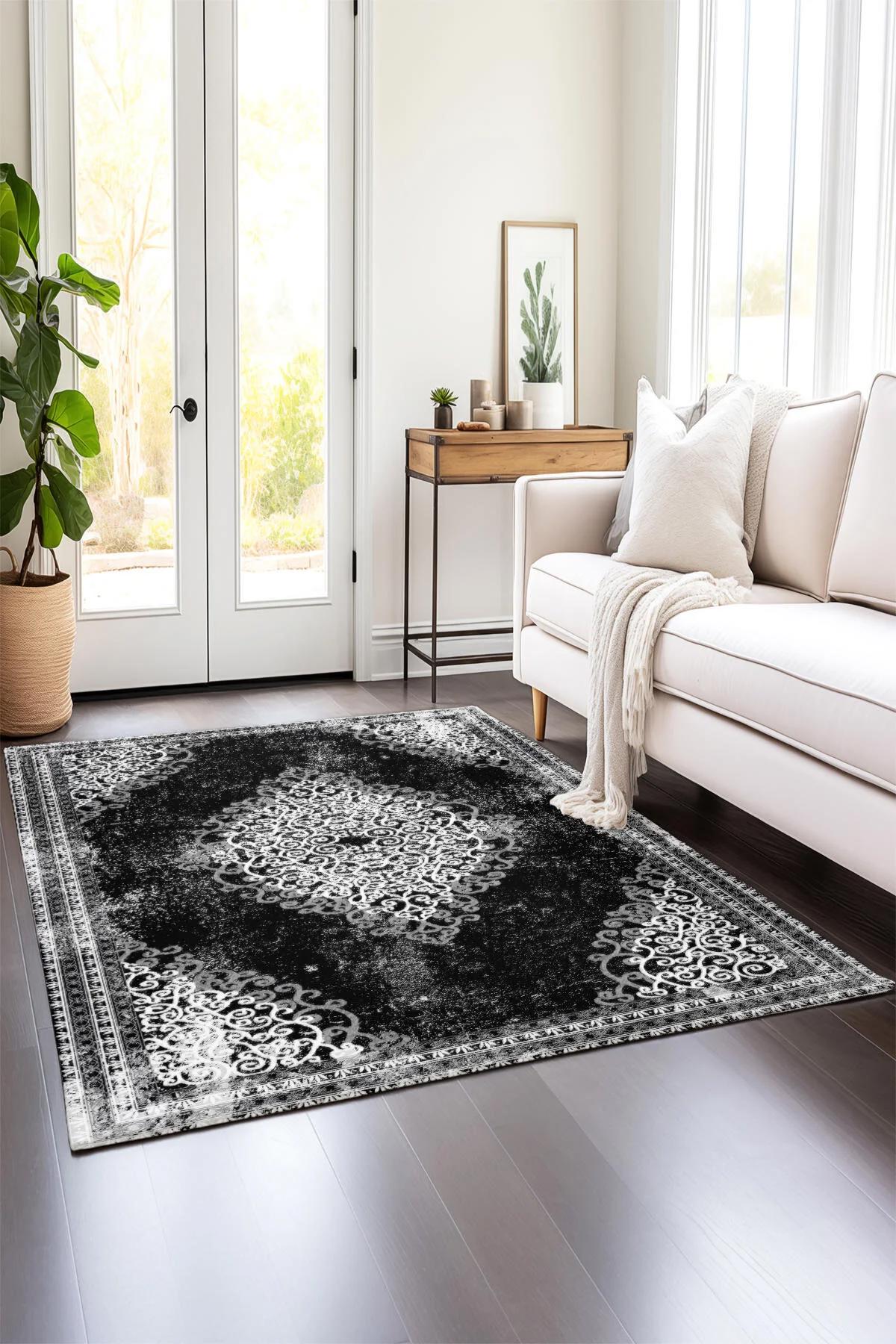 Comotex Krem 7 mm Polyester Antibakteriyel Yıkanabilir Kalın Kaymaz Taban Dikdörtgen Makine Dokuma Salon Halısı 100x500 cm