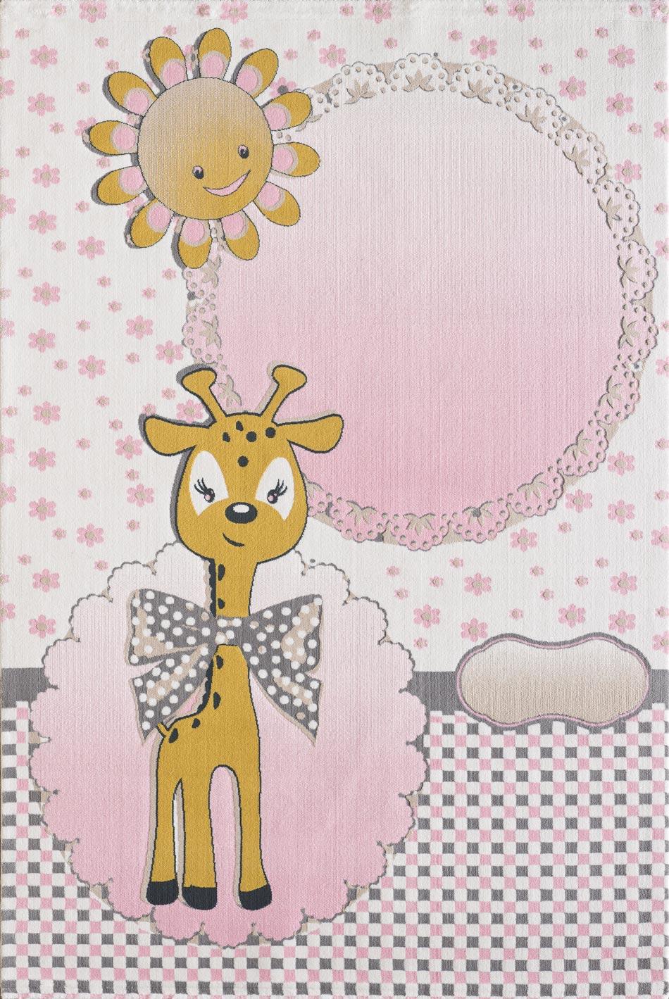 Atlas Halı Hello Kids KD25A Çok Renkli Akrilik Yıkanabilir İnce Kaymaz Jüt Taban Dikdörtgen Makine Dokuma Salon Halısı 120x180 cm