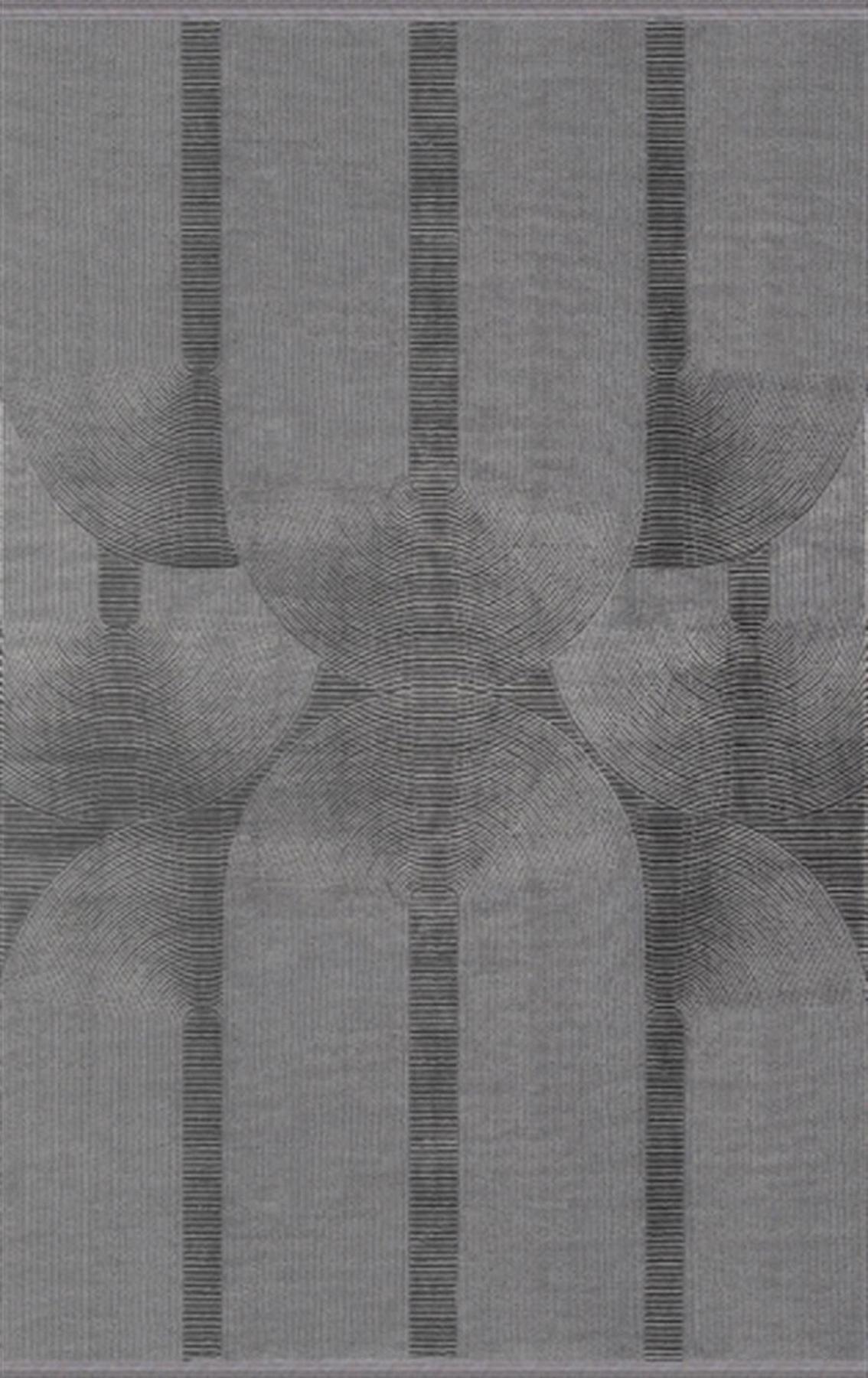 Merinos Recycle 37804 Antrasit 12 mm Akrilik Toz Tutmaz Yıkanabilir Kalın Kaymaz Dikdörtgen Makine Dokuma Salon Halısı 160x230 cm