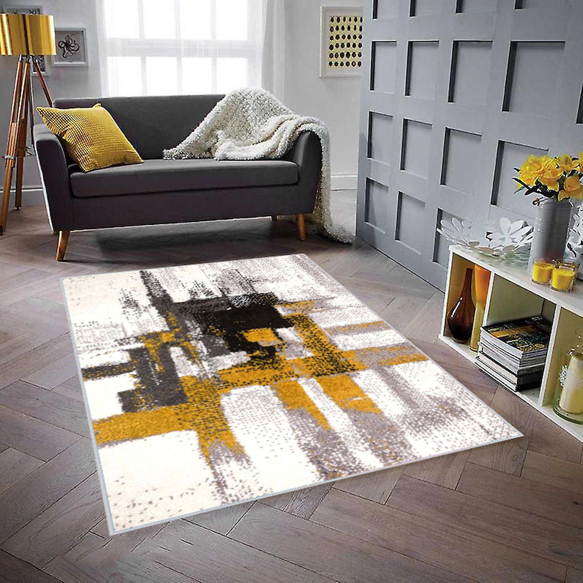 Rovigo Home RVG1496 Çok Renkli 8 mm Polyester Antibakteriyel-Leke Tutmaz-Toz Tutmaz Yıkanabilir İnce Kaymaz Dot Taban Dikdörtgen Makine Dokuma Salon Halısı 140x300 cm