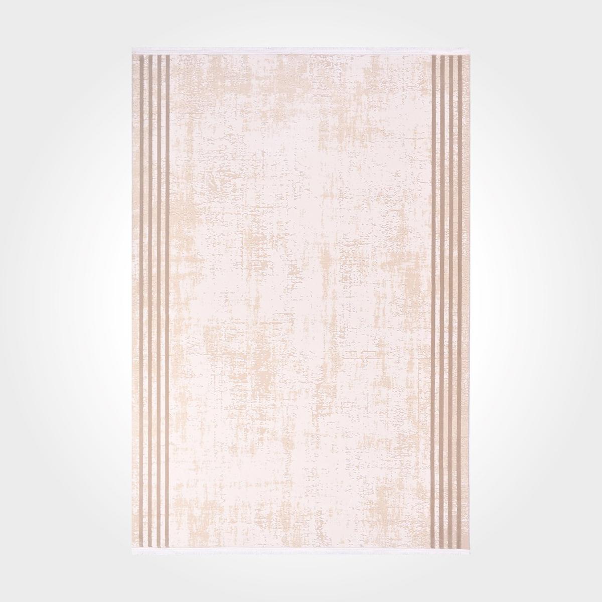 Dekozer Krem 11 mm Polyester Yalıtıma Yardımcı Yıkanabilir İnce Pamuk Taban Dikdörtgen Makine Dokuma Salon Halısı 80x150 cm