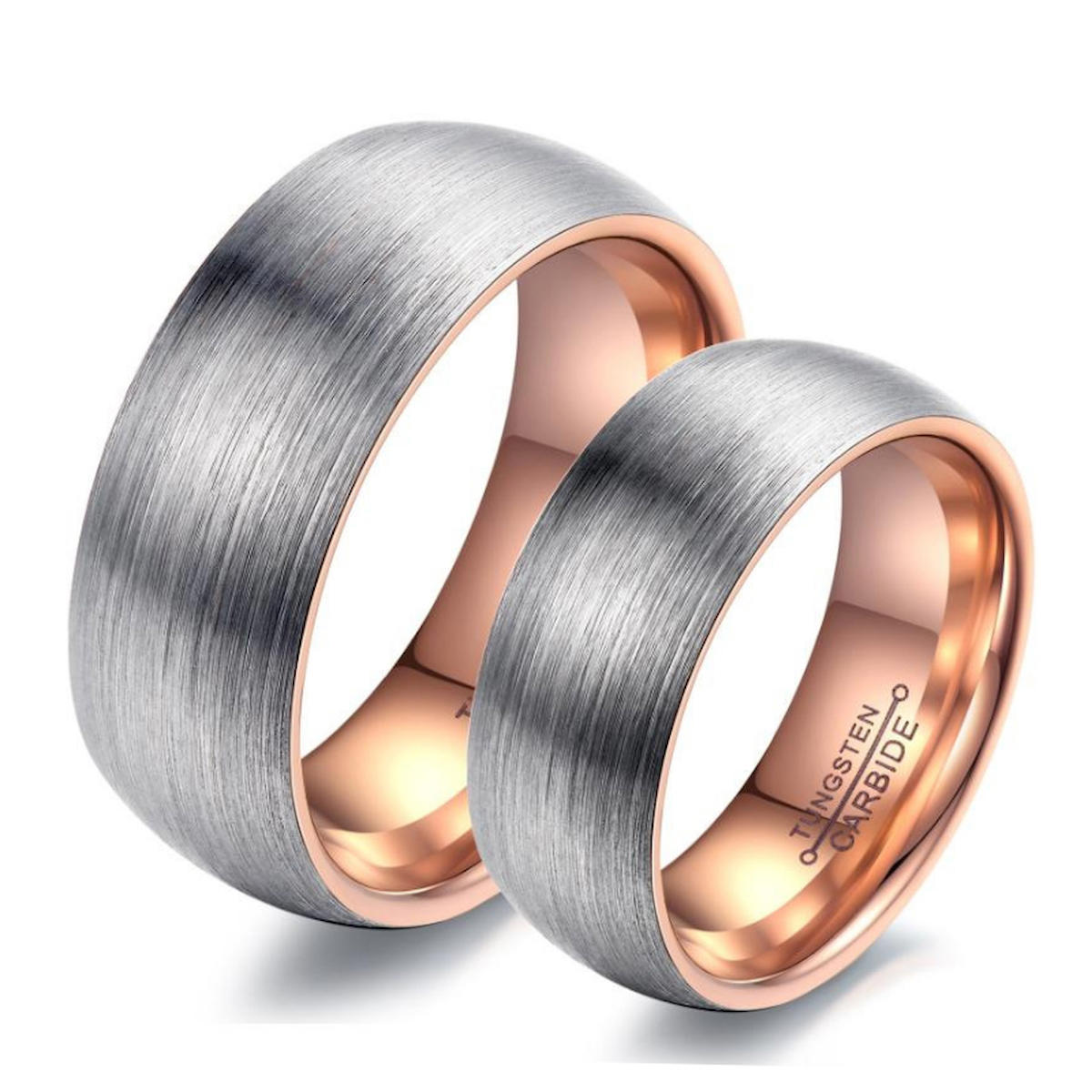 Chavin Gri-Rose Gold Çelik Çift dm73 Alyans