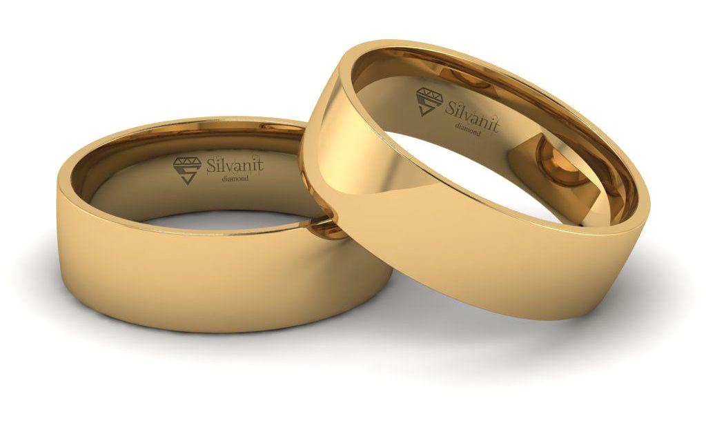 Silvanit Pırlanta 6 mm 14 Ayar Sarı Altın Çift Düz Alyans