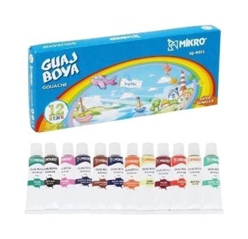 Mikro GJ-9012 Tüp Çok Renkli 12'li Guaj Boya Seti