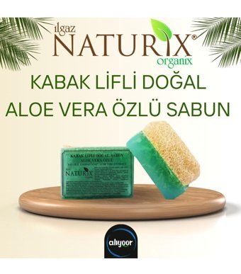 Naturix Kabak Lifli-Kuru Ciltler Organik Aloe Vera Özlü Katı Sabun 125 gr