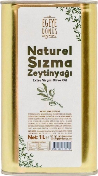 Egeye Dönüş Organik Polifenolsüz Teneke Sızma Zeytinyağı 1 lt