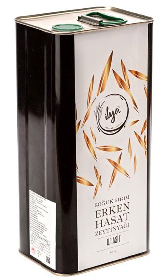 İlya Organik Soğuk Sıkım Erken Hasat Teneke Sızma Zeytinyağı 5 lt