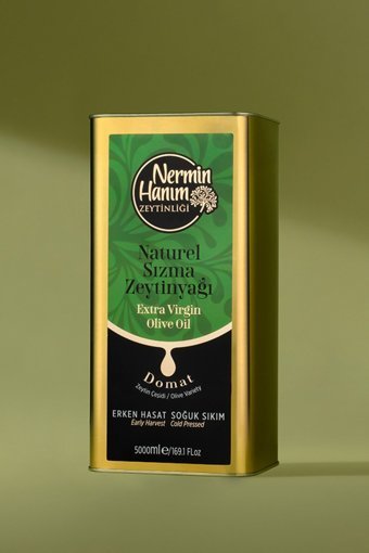 Nermin Hanım Zeytinliği Domat Soğuk Sıkım Erken Hasat Teneke Sızma Zeytinyağı 5 lt