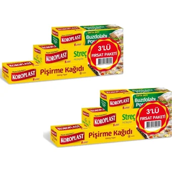 Koroplast Orta Buz Dolabı Poşeti 2x10 Adet + Koroplast Pişirme Kağıdı 10 Adet + Streç Film 15 mt
