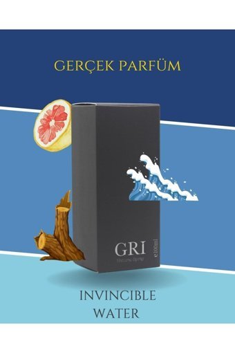 Gri Invincible Water EDP Odunsu Erkek Parfüm 50 ml