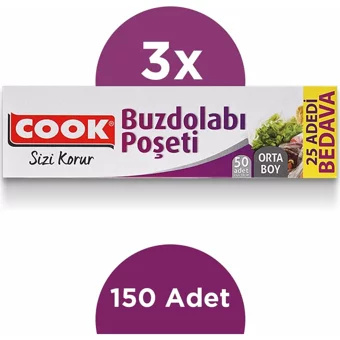 Cook Eko Orta Buz Dolabı Poşeti 3x50 Adet
