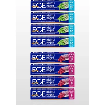 Ece Orta Kilitli Buz Dolabı Poşeti 4x10 - 4x8 Adet