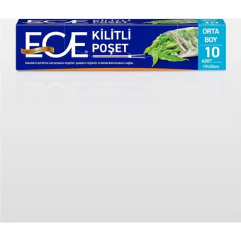 Ece Orta Kilitli Buz Dolabı Poşeti 4x10 - 4x8 Adet