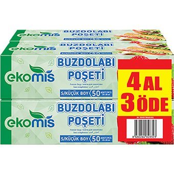 Ekomis Küçük 20x30 Buz Dolabı Poşeti 4x50 Adet