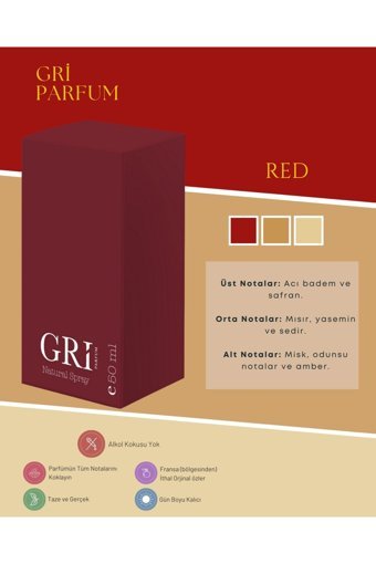 Gri Red Murano EDP Baharatlı-Sandal Erkek Parfüm 50 ml