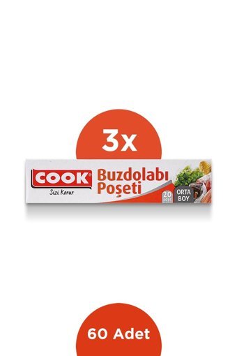 Cook Orta 24x38 Buz Dolabı Poşeti 3x20 Adet