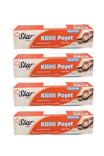 Star Plus Büyük Kilitli Buz Dolabı Poşeti 4x10 Adet