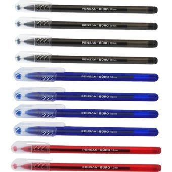 Pensan 3 Renkli 1.0 mm Çok Renkli 10'lu Tükenmez Kalem Seti