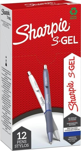 Sharpie SH-2162641 2 Renkli 0.7 mm İğne Uçlu Beyaz-Mavi 12'li Tükenmez Kalem Seti