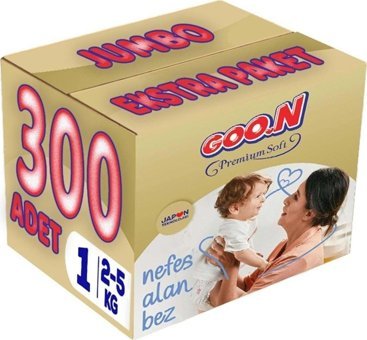 Goon Premium Soft 1 Numara Cırtlı Bebek Bezi 300'li