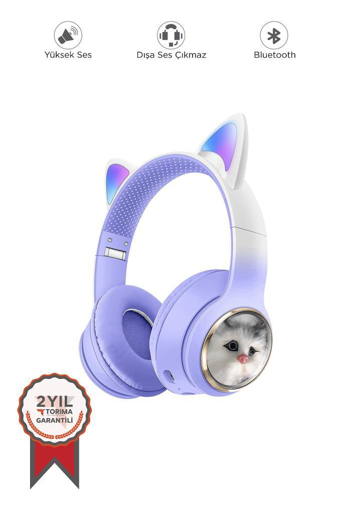Torima HD11 Android & iOS Uyumlu 5.3 Kablosuz Kulak Üstü Bluetooth Kulaklık Mor