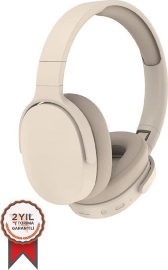 Torima P2961 5.0 Silikonlu Gürültü Önleyici Kablosuz Kulak Üstü Bluetooth Kulaklık Bej