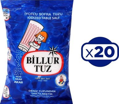 Billur Tuz İyotlu Toz Deniz Tuzu Paket 20x750 gr